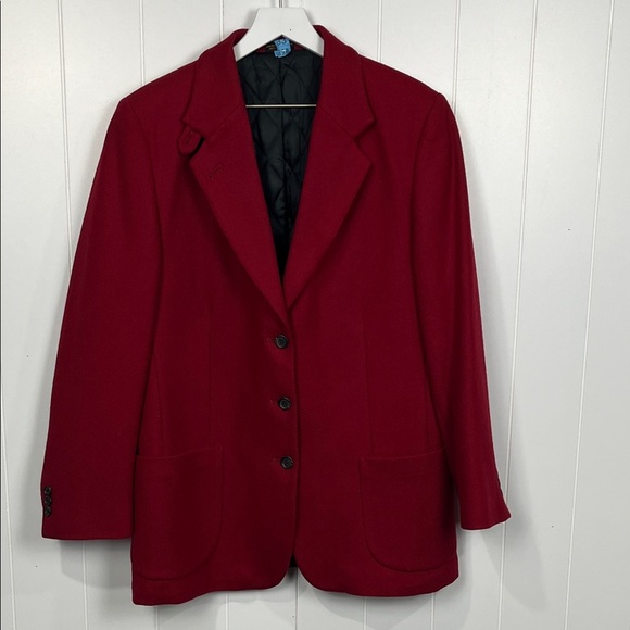 LL Bean Womens Blazer/Jacket 12R Red 70% Wool 30% Lambswool Quilted Lining EUC - Picture 1 of 13